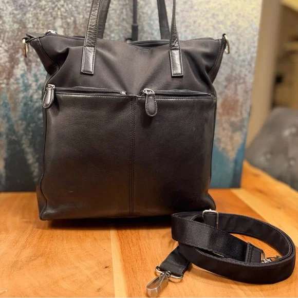 HOBO International RARE Vintage 2000’s Y2K 3-in-1 Black Leather Convertible Tote - Picture 6 of 13